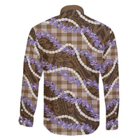 Brown Hawaii Palaka Honohono Pikake Family Matching Off Shoulder Maxi Dress and Hawaiian Shirt Hawaiian Orchid Lei Polynesian Pattern - Polynesian Pride