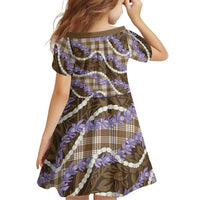 Brown Hawaii Palaka Honohono Pikake Family Matching Off Shoulder Short Dress and Hawaiian Shirt Hawaiian Orchid Lei Polynesian Pattern - Polynesian Pride