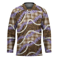 Brown Hawaii Palaka Honohono Pikake Hockey Jersey Hawaiian Orchid Lei Polynesian Pattern LT14 Unisex Brown - Polynesian Pride