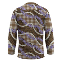 Brown Hawaii Palaka Honohono Pikake Hockey Jersey Hawaiian Orchid Lei Polynesian Pattern LT14 - Polynesian Pride