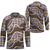 Brown Hawaii Palaka Honohono Pikake Hockey Jersey Hawaiian Orchid Lei Polynesian Pattern LT14 - Polynesian Pride