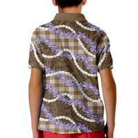 Brown Hawaii Palaka Honohono Pikake Kid Polo Shirt Hawaiian Orchid Lei Polynesian Pattern - Polynesian Pride