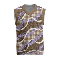Brown Hawaii Palaka Honohono Pikake Christmas Knitted V-Neck Vest Hawaiian Orchid Lei Polynesian Pattern - Polynesian Pride