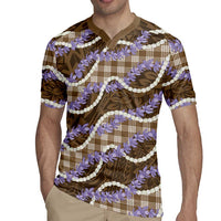 Brown Hawaii Palaka Honohono Pikake Rugby Jersey Hawaiian Orchid Lei Polynesian Pattern LT14 - Polynesian Pride