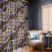 Brown Hawaii Palaka Honohono Pikake Window Curtain Hawaiian Orchid Lei Polynesian Pattern - Polynesian Pride