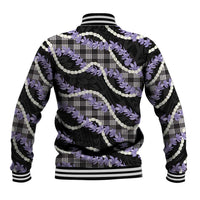 Black Hawaii Palaka Honohono Pikake Baseball Jacket Hawaiian Orchid Lei Polynesian Pattern - Polynesian Pride