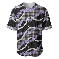 Black Hawaii Palaka Honohono Pikake Baseball Jersey Hawaiian Orchid Lei Polynesian Pattern - Polynesian Pride