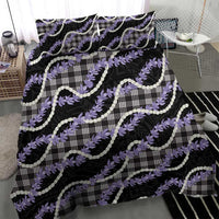 Black Hawaii Palaka Honohono Pikake Bedding Set Hawaiian Orchid Lei Polynesian Pattern - Polynesian Pride