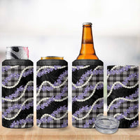 Black Hawaii Palaka Honohono Pikake 4 in 1 Can Cooler Tumbler Hawaiian Orchid Lei Polynesian Pattern - Polynesian Pride