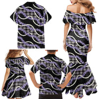 Black Hawaii Palaka Honohono Pikake Family Matching Mermaid Dress and Hawaiian Shirt Hawaiian Orchid Lei Polynesian Pattern - Polynesian Pride