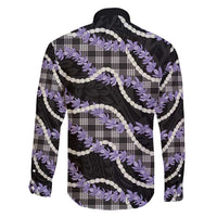 Black Hawaii Palaka Honohono Pikake Family Matching Off Shoulder Short Dress and Hawaiian Shirt Hawaiian Orchid Lei Polynesian Pattern - Polynesian Pride