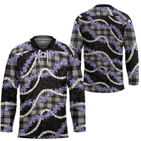 Black Hawaii Palaka Honohono Pikake Hockey Jersey Hawaiian Orchid Lei Polynesian Pattern LT14 - Polynesian Pride