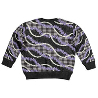 Black Hawaii Palaka Honohono Pikake Kid Ugly Christmas Sweater Hawaiian Orchid Lei Polynesian Pattern - Polynesian Pride