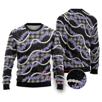 Black Hawaii Palaka Honohono Pikake Ugly Christmas Sweater Hawaiian Orchid Lei Polynesian Pattern - Polynesian Pride