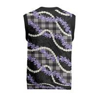 Black Hawaii Palaka Honohono Pikake Christmas Knitted V-Neck Vest Hawaiian Orchid Lei Polynesian Pattern - Polynesian Pride