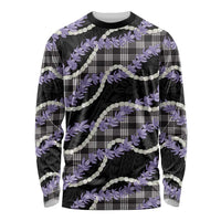 Black Hawaii Palaka Honohono Pikake Long Sleeve Shirt Hawaiian Orchid Lei Polynesian Pattern - Polynesian Pride