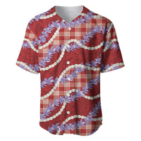 Red Hawaii Palaka Honohono Pikake Baseball Jersey Hawaiian Orchid Lei Polynesian Pattern LT14 Red - Polynesian Pride