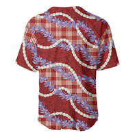 Red Hawaii Palaka Honohono Pikake Baseball Jersey Hawaiian Orchid Lei Polynesian Pattern LT14 - Polynesian Pride