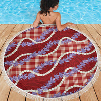 Red Hawaii Palaka Honohono Pikake Beach Blanket Hawaiian Orchid Lei Polynesian Pattern - Polynesian Pride