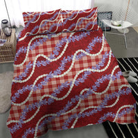Red Hawaii Palaka Honohono Pikake Bedding Set Hawaiian Orchid Lei Polynesian Pattern - Polynesian Pride