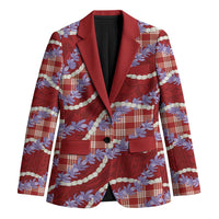 Red Hawaii Palaka Honohono Pikake Blazer Hawaiian Orchid Lei Polynesian Pattern - Polynesian Pride