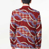 Red Hawaii Palaka Honohono Pikake Blazer Hawaiian Orchid Lei Polynesian Pattern - Polynesian Pride