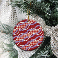 Red Hawaii Palaka Honohono Pikake Ceramic Ornament Hawaiian Orchid Lei Polynesian Pattern - Polynesian Pride