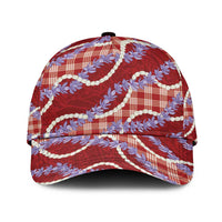 Red Hawaii Palaka Honohono Pikake Classic Cap Hawaiian Orchid Lei Polynesian Pattern LT14 Universal Fit Red - Polynesian Pride