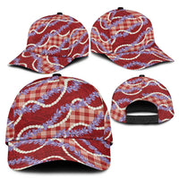 Red Hawaii Palaka Honohono Pikake Classic Cap Hawaiian Orchid Lei Polynesian Pattern LT14 - Polynesian Pride