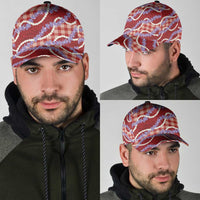 Red Hawaii Palaka Honohono Pikake Classic Cap Hawaiian Orchid Lei Polynesian Pattern - Polynesian Pride