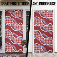 Red Hawaii Palaka Honohono Pikake Door Cover Hawaiian Orchid Lei Polynesian Pattern - Polynesian Pride