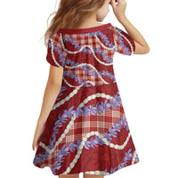 Red Hawaii Palaka Honohono Pikake Family Matching Off The Shoulder Long Sleeve Dress and Hawaiian Shirt Hawaiian Orchid Lei Polynesian Pattern LT14 - Polynesian Pride