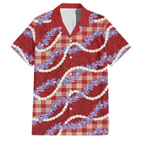 Red Hawaii Palaka Honohono Pikake Family Matching Short Sleeve Bodycon Dress and Hawaiian Shirt Hawaiian Orchid Lei Polynesian Pattern LT14 Dad's Shirt - Short Sleeve Red - Polynesian Pride