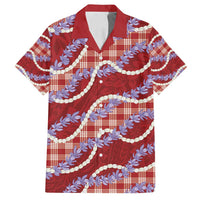 Red Hawaii Palaka Honohono Pikake Family Matching Summer Maxi Dress and Hawaiian Shirt Hawaiian Orchid Lei Polynesian Pattern LT14 Dad's Shirt - Short Sleeve Red - Polynesian Pride