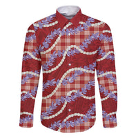 Red Hawaii Palaka Honohono Pikake Family Matching Summer Maxi Dress and Hawaiian Shirt Hawaiian Orchid Lei Polynesian Pattern - Polynesian Pride