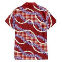 Red Hawaii Palaka Honohono Pikake Family Matching Tank Maxi Dress and Hawaiian Shirt Hawaiian Orchid Lei Polynesian Pattern LT14 - Polynesian Pride