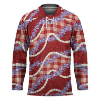 Red Hawaii Palaka Honohono Pikake Hockey Jersey Hawaiian Orchid Lei Polynesian Pattern LT14 Unisex Red - Polynesian Pride