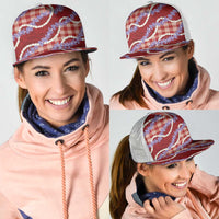 Red Hawaii Palaka Honohono Pikake Mesh Trucker Cap Hawaiian Orchid Lei Polynesian Pattern LT14 - Polynesian Pride