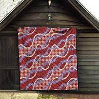 Red Hawaii Palaka Honohono Pikake Quilt Hawaiian Orchid Lei Polynesian Pattern - Polynesian Pride
