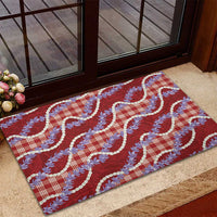 Red Hawaii Palaka Honohono Pikake Rubber Doormat Hawaiian Orchid Lei Polynesian Pattern - Polynesian Pride
