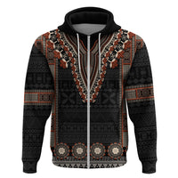 Bula Fiji Dashiki Vintage Fijian Masi Tapa Pattern Hoodie LT14 Zip Hoodie Brown - Polynesian Pride