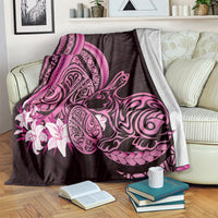 Pink Polynesia Easter Day Blanket Eggs With Bunny Polynesian Pattern