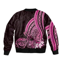Pink Polynesia Easter Day Bomber Jacket Eggs With Bunny Polynesian Pattern