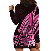 Pink Polynesia Easter Day Hoodie Dress Eggs With Bunny Polynesian Pattern