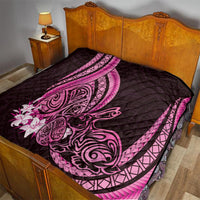 Pink Polynesia Easter Day Quilt Eggs With Bunny Polynesian Pattern