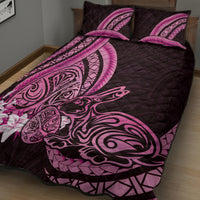 Pink Polynesia Easter Day Quilt Bed Set Eggs With Bunny Polynesian Pattern