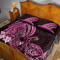 Pink Polynesia Easter Day Quilt Bed Set Eggs With Bunny Polynesian Pattern