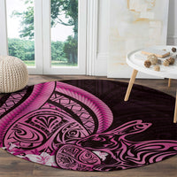 Pink Polynesia Easter Day Round Carpet Eggs With Bunny Polynesian Pattern LT14 - Polynesian Pride