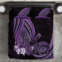 Purple Polynesia Easter Day Bedding Set Eggs With Bunny Polynesian Pattern