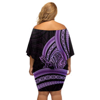 Purple Polynesia Easter Day Family Matching Off Shoulder Short Dress and Hawaiian Shirt Eggs With Bunny Polynesian Pattern